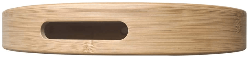 Bamboo Wood Natural Round Serving Tray, Raised Edge, Food Tray, Cut-Out Handles (40405cm)