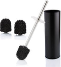 Bamodi Toilet Brush with Holder-Free Standing Stainless Steel Toilet Brushes Including 3 Brush Heads - Closed Hideaway Design Scrubber Brush with Stiff Bristles for Deep Cleaning (Silver) Home & Garden > Household Supplies > Household Cleaning Supplies Bamodi Matt Black 1 