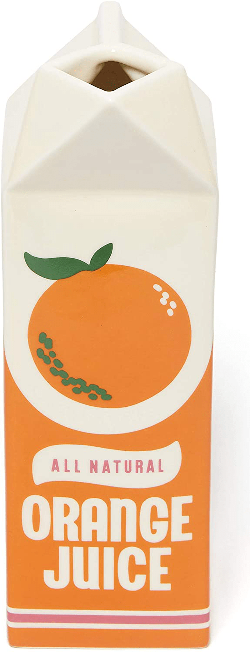 ban.do Vintage Inspired Rise and Shine Decorative Ceramic Vase, Unique Home/Kitchen/Office Accent, Orange Juice