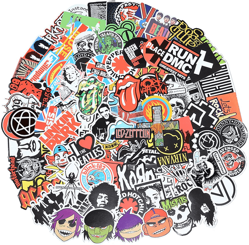 Band Stickers 100 Pcs Rock and Roll Music Stickers, Vinyl Waterproof Stickers for Personalize Laptop, Electronic Organ, Guitar, Piano, Helmet, Skateboard, Luggage Graffiti Decals Arts & Entertainment > Hobbies & Creative Arts > Arts & Crafts > Art & Crafting Materials > Embellishments & Trims > Decorative Stickers TUYOART Default Title  