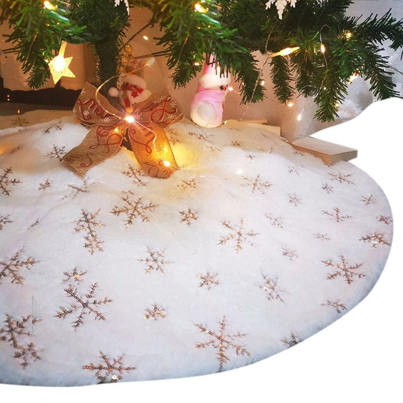Bangcool Christmas Tree Skirt White Artificial Plush Tree Skirt for Holiday Party Home Wedding Decorations Home & Garden > Decor > Seasonal & Holiday Decorations > Christmas Tree Skirts Bangcool   
