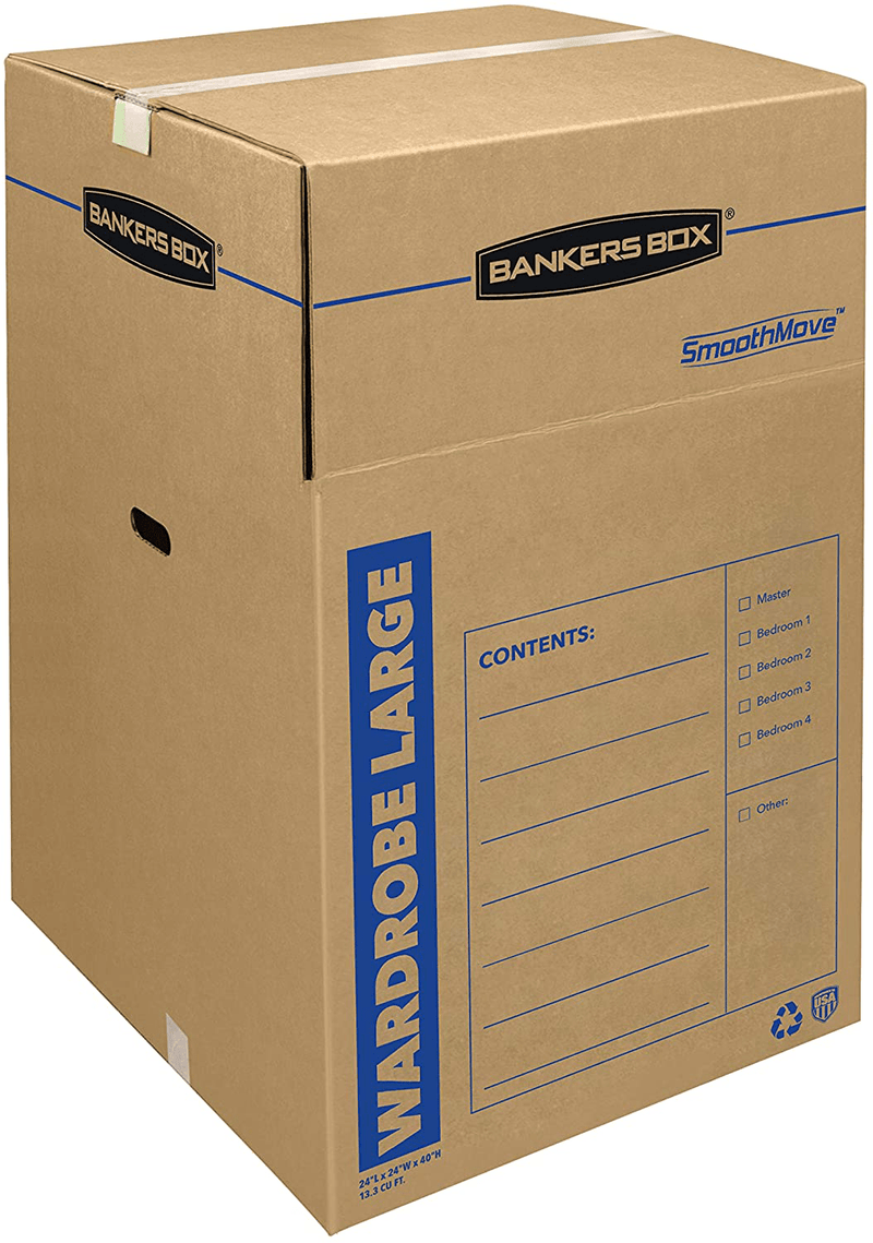 Bankers Box SmoothMove Wardrobe Moving Boxes, Tall, 24 x 24 x 40 Inches, 3 Pack (7711001) Furniture > Cabinets & Storage > Armoires & Wardrobes Bankers Box   