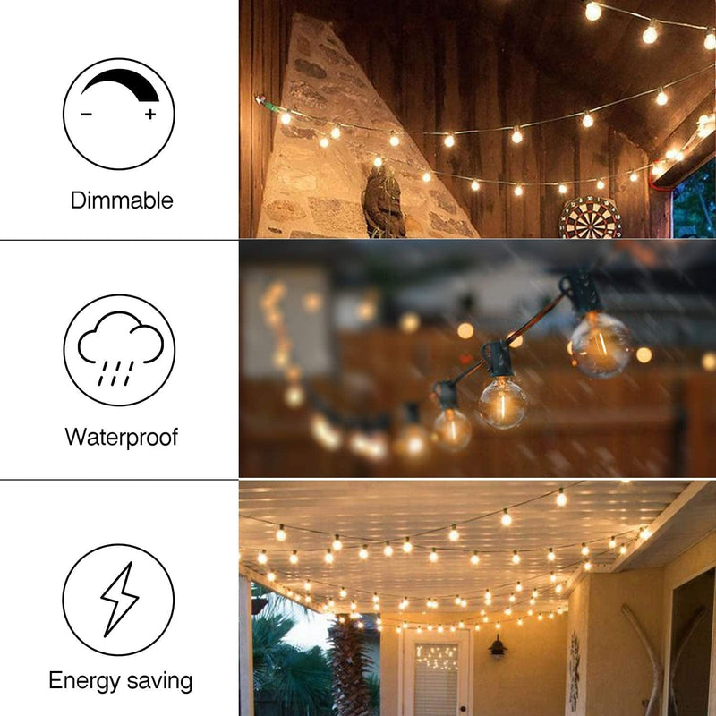 Banord 29FT Globe Outdoor String Lights, Shatterproof Patio Lights with 15 Dimmable Plastic Bulbs, Waterproof Hanging Lights String for Porch Backyard Cafe, E12 Socket Base Home & Garden > Lighting > Light Ropes & Strings Banord   