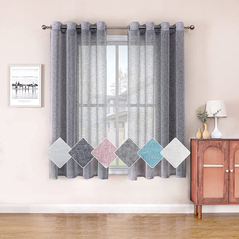 BAPITE Semi Sheer Curtains Privacy Added Light Filtering for Bedroom,Thin Soft Voile Striped Window Draperies Top Grommet for Living Room(2 Panels) Home & Garden > Decor > Window Treatments > Curtains & Drapes BAPITE Dark Grey 54x63 