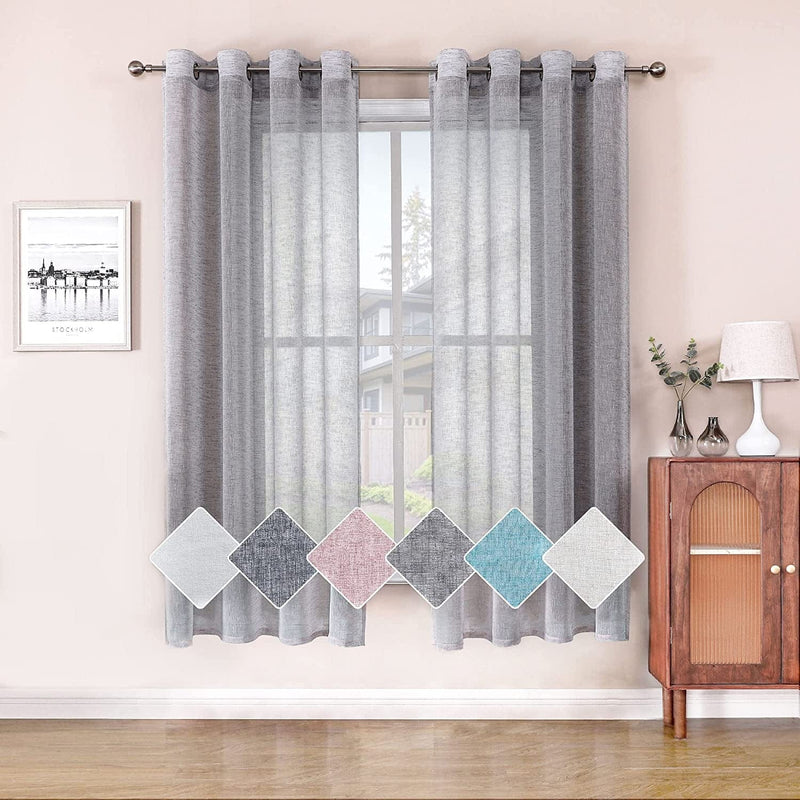 BAPITE Semi Sheer Curtains Privacy Added Light Filtering for Bedroom,Thin Soft Voile Striped Window Draperies Top Grommet for Living Room(2 Panels) Home & Garden > Decor > Window Treatments > Curtains & Drapes BAPITE Grey 54x72 