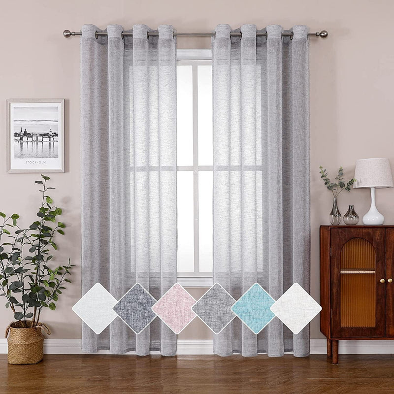 BAPITE Semi Sheer Curtains Privacy Added Light Filtering for Bedroom,Thin Soft Voile Striped Window Draperies Top Grommet for Living Room(2 Panels) Home & Garden > Decor > Window Treatments > Curtains & Drapes BAPITE Grey 54x84 