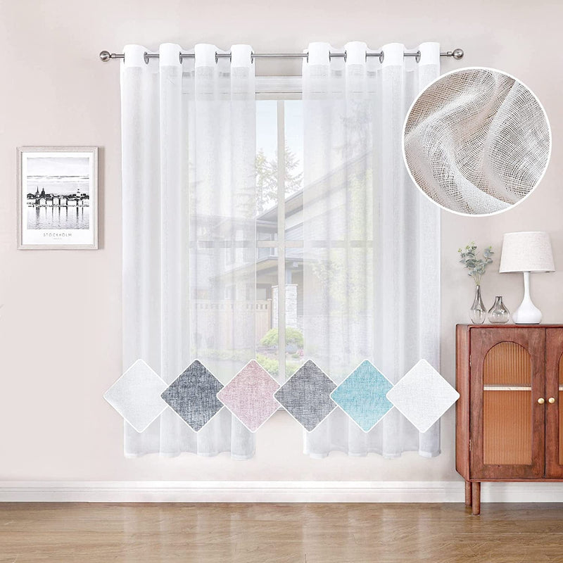BAPITE Semi Sheer Curtains Privacy Added Light Filtering for Bedroom,Thin Soft Voile Striped Window Draperies Top Grommet for Living Room(2 Panels) Home & Garden > Decor > Window Treatments > Curtains & Drapes BAPITE White 54x72 