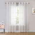 BAPITE Semi Sheer Curtains Privacy Added Light Filtering for Bedroom,Thin Soft Voile Striped Window Draperies Top Grommet for Living Room(2 Panels) Home & Garden > Decor > Window Treatments > Curtains & Drapes BAPITE White-lined 54x72 