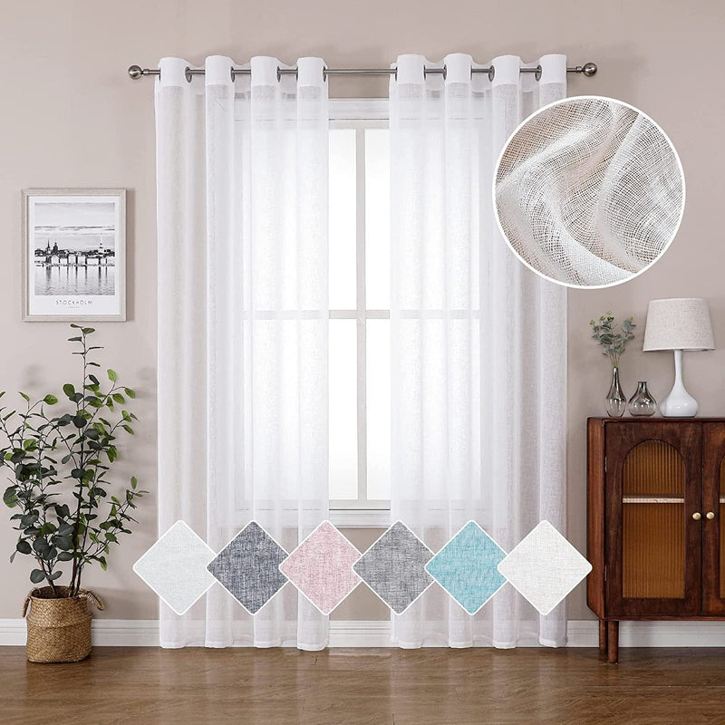 BAPITE Semi Sheer Curtains Privacy Added Light Filtering for Bedroom,Thin Soft Voile Striped Window Draperies Top Grommet for Living Room(2 Panels) Home & Garden > Decor > Window Treatments > Curtains & Drapes BAPITE White 54x96 