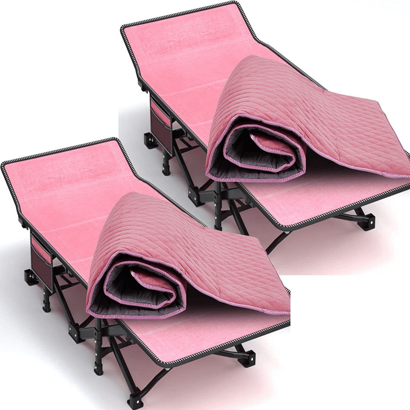 Barbella Folding Camping Cots for Adults, Portable Sleeping Cot Foldable Outdoor Bed with Carry Bag, Heavy Duty Cot Bed Collapsible Camping Bed for Indoor & Outdoor Use Sporting Goods > Outdoor Recreation > Camping & Hiking > Camp Furniture Barbella 2pcs Pink Mat 28"x14"x75" 