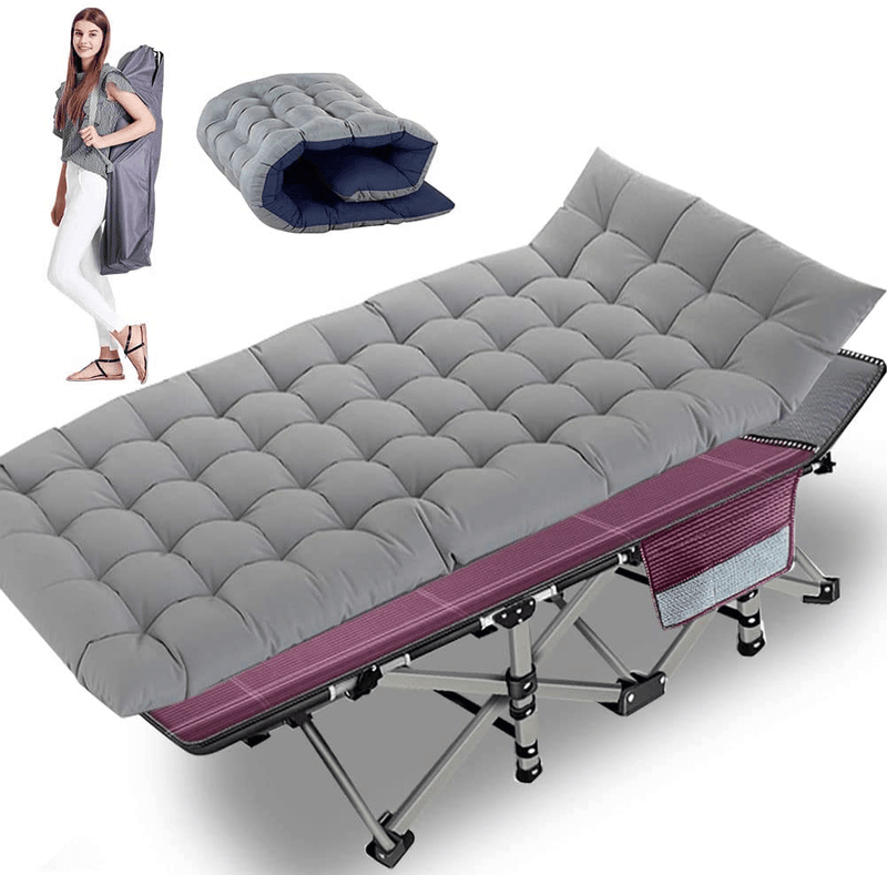 Barbella Folding Camping Cots for Adults, Portable Sleeping Cot Foldable Outdoor Bed with Carry Bag, Heavy Duty Cot Bed Collapsible Camping Bed for Indoor & Outdoor Use Sporting Goods > Outdoor Recreation > Camping & Hiking > Camp Furniture Barbella Wine Cot/Grey Mat 28"x14"x75" 