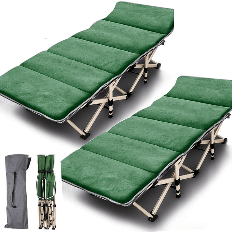 Barbella Folding Camping Cots for Adults, Portable Sleeping Cot Foldable Outdoor Bed with Carry Bag, Heavy Duty Cot Bed Collapsible Camping Bed for Indoor & Outdoor Use Sporting Goods > Outdoor Recreation > Camping & Hiking > Camp Furniture Barbella 2pcs Green Pad 26"x14"x75" 