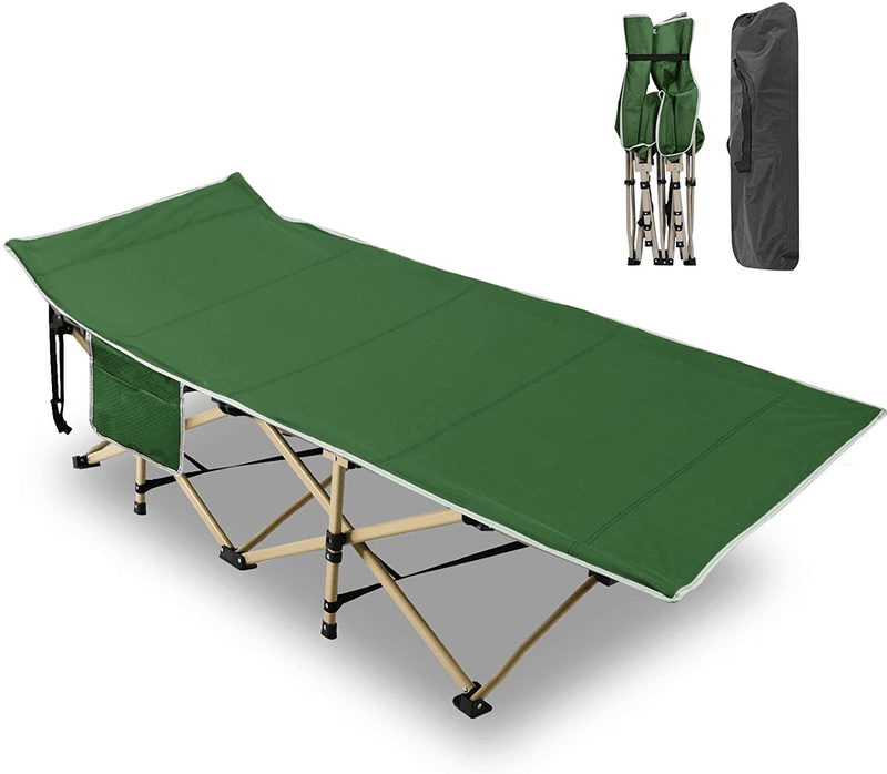 Barbella Folding Camping Cots for Adults, Portable Sleeping Cot Foldable Outdoor Bed with Carry Bag, Heavy Duty Cot Bed Collapsible Camping Bed for Indoor & Outdoor Use Sporting Goods > Outdoor Recreation > Camping & Hiking > Camp Furniture Barbella Army Green Without Pad 26"x14"x75" 