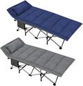 Barbella Folding Camping Cots for Adults, Portable Sleeping Cot Foldable Outdoor Bed with Carry Bag, Heavy Duty Cot Bed Collapsible Camping Bed for Indoor & Outdoor Use Sporting Goods > Outdoor Recreation > Camping & Hiking > Camp Furniture Barbella 2pcs With Blue&grey Corduroy Pad 28"x14"x75" 