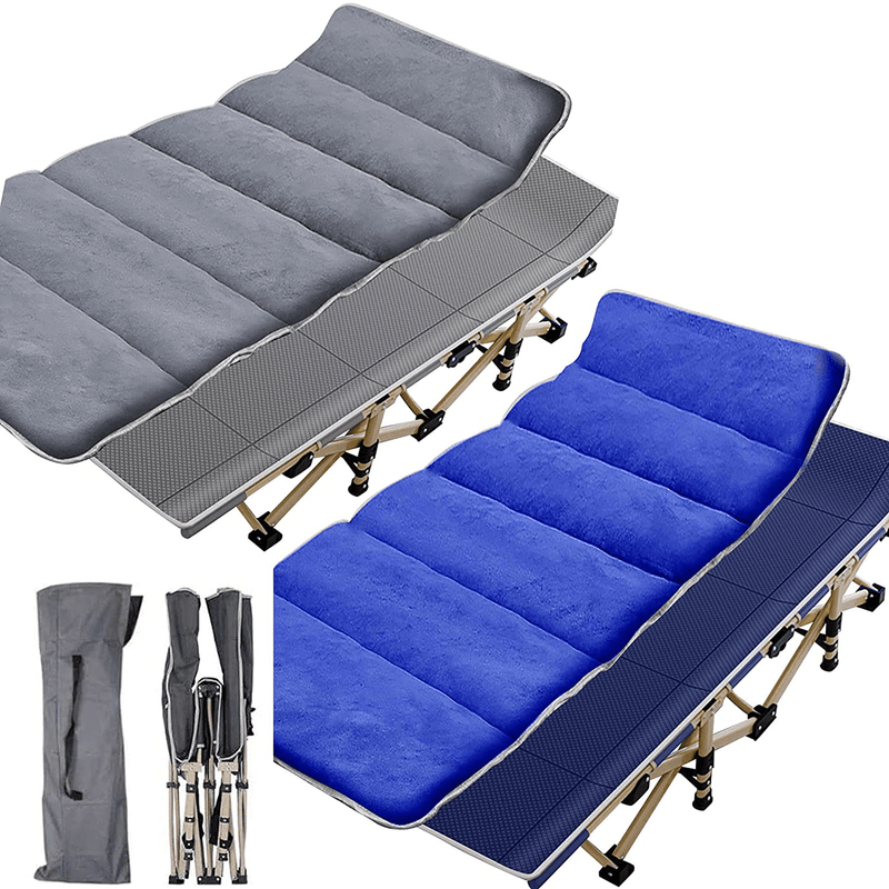Barbella Folding Camping Cots for Adults, Portable Sleeping Cot Foldable Outdoor Bed with Carry Bag, Heavy Duty Cot Bed Collapsible Camping Bed for Indoor & Outdoor Use Sporting Goods > Outdoor Recreation > Camping & Hiking > Camp Furniture Barbella Blue Pad & Grey Pad 26"x14"x75" 