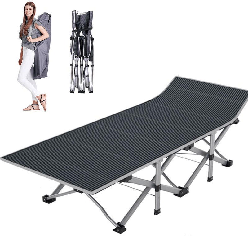 Barbella Folding Camping Cots for Adults, Portable Sleeping Cot Foldable Outdoor Bed with Carry Bag, Heavy Duty Cot Bed Collapsible Camping Bed for Indoor & Outdoor Use Sporting Goods > Outdoor Recreation > Camping & Hiking > Camp Furniture Barbella Gray Stripe 28"x16"x75" 