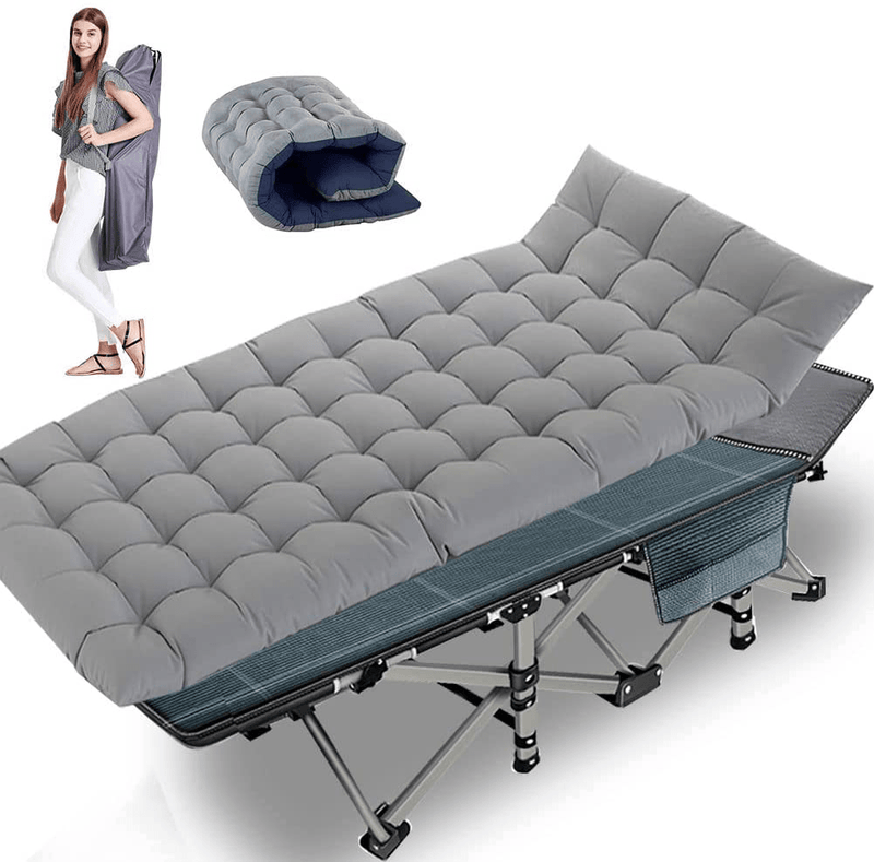 Barbella Folding Camping Cots for Adults, Portable Sleeping Cot Foldable Outdoor Bed with Carry Bag, Heavy Duty Cot Bed Collapsible Camping Bed for Indoor & Outdoor Use Sporting Goods > Outdoor Recreation > Camping & Hiking > Camp Furniture Barbella Blue Cot Gray Pad 28"x14"x75" 
