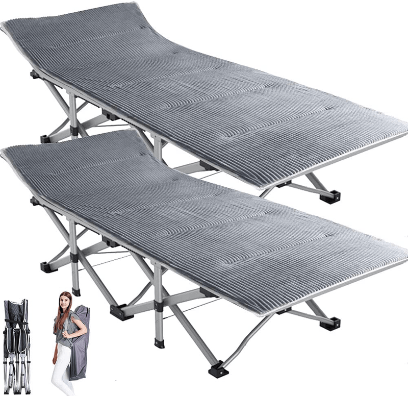 Barbella Folding Camping Cots for Adults, Portable Sleeping Cot Foldable Outdoor Bed with Carry Bag, Heavy Duty Cot Bed Collapsible Camping Bed for Indoor & Outdoor Use Sporting Goods > Outdoor Recreation > Camping & Hiking > Camp Furniture Barbella 2pk Corduroy Pad 28"x16"x75" 