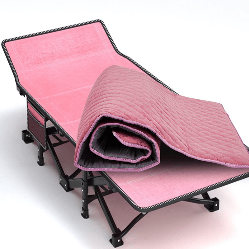 Barbella Folding Camping Cots for Adults, Portable Sleeping Cot Foldable Outdoor Bed with Carry Bag, Heavy Duty Cot Bed Collapsible Camping Bed for Indoor & Outdoor Use Sporting Goods > Outdoor Recreation > Camping & Hiking > Camp Furniture Barbella Pink With Mat 28"x14"x75" 
