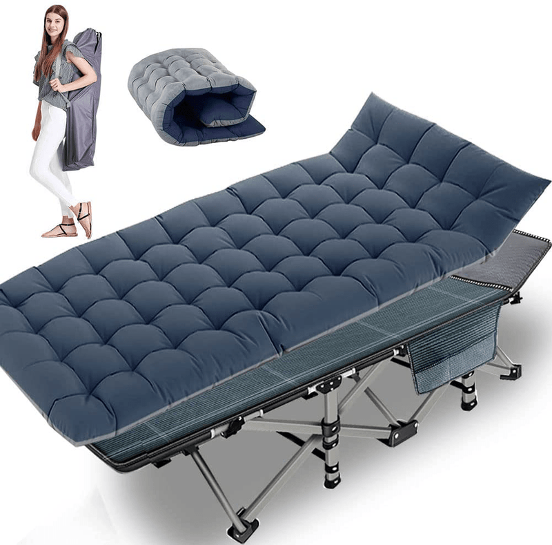 Barbella Folding Camping Cots for Adults, Portable Sleeping Cot Foldable Outdoor Bed with Carry Bag, Heavy Duty Cot Bed Collapsible Camping Bed for Indoor & Outdoor Use Sporting Goods > Outdoor Recreation > Camping & Hiking > Camp Furniture Barbella Blue Cot/Blue Mat 28"x14"x75" 