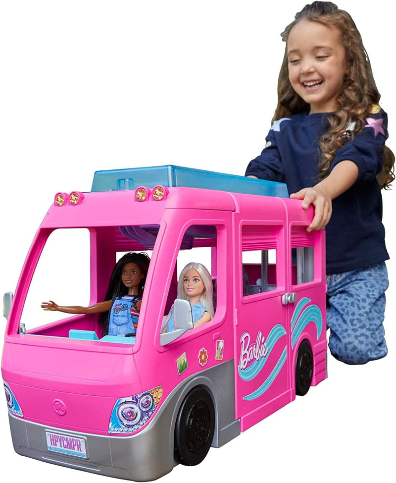 Barbie Camper, Dreamcamper Toy Playset with 60+ Barbie Accessories and Furniture Pieces, 7 Play Areas Including Pool and Slide Sporting Goods > Outdoor Recreation > Winter Sports & Activities Mattel DreamCamper  
