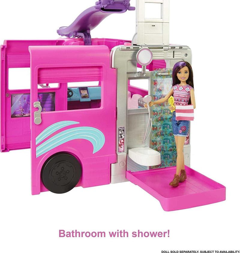 Barbie Camper, Dreamcamper Toy Playset with 60+ Barbie Accessories and Furniture Pieces, 7 Play Areas Including Pool and Slide Sporting Goods > Outdoor Recreation > Winter Sports & Activities Mattel   