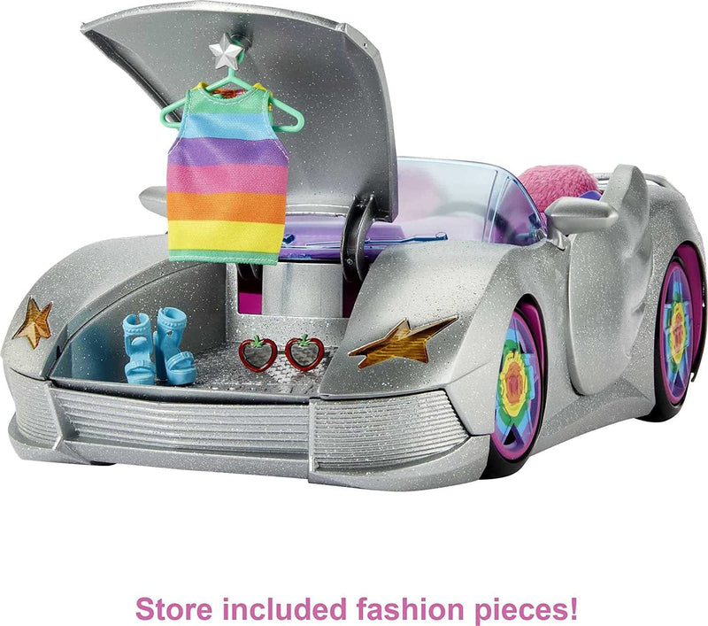 Barbie Car, Barbie Extra Vehicle Playset, Sparkly Silver 2-Seater Toy Convertible with Puppy and Accessories, Toys and Gifts for Kids Sporting Goods > Outdoor Recreation > Winter Sports & Activities Mattel   