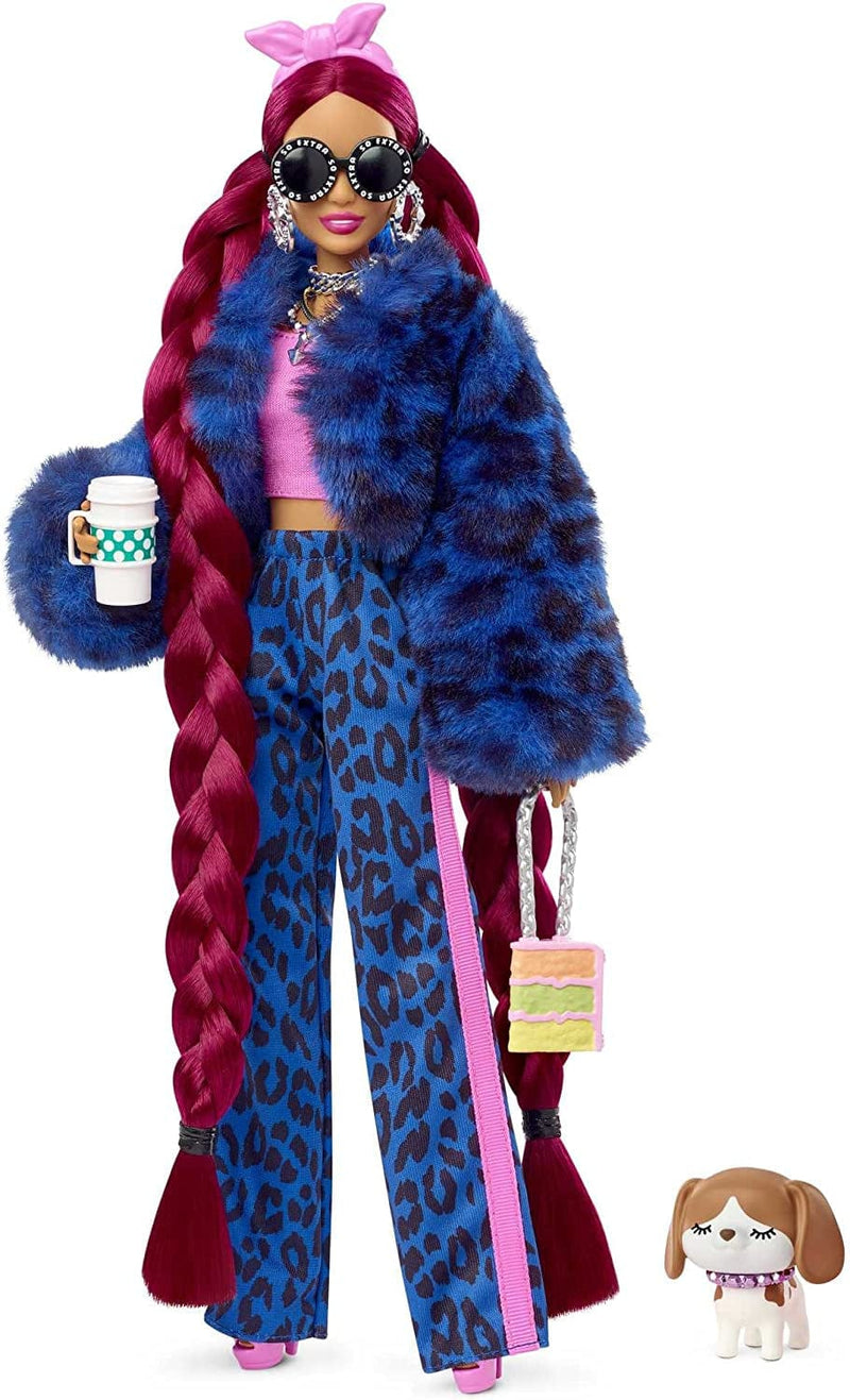 Barbie Dolls and Accessories, Barbie Extra Fashion Doll, Long Blonde Hair with Heart Icons and Pet Bunny, Floral Fashion, Toys and Gifts for Kids Sporting Goods > Outdoor Recreation > Winter Sports & Activities Mattel Burgundy Blue Leopard  