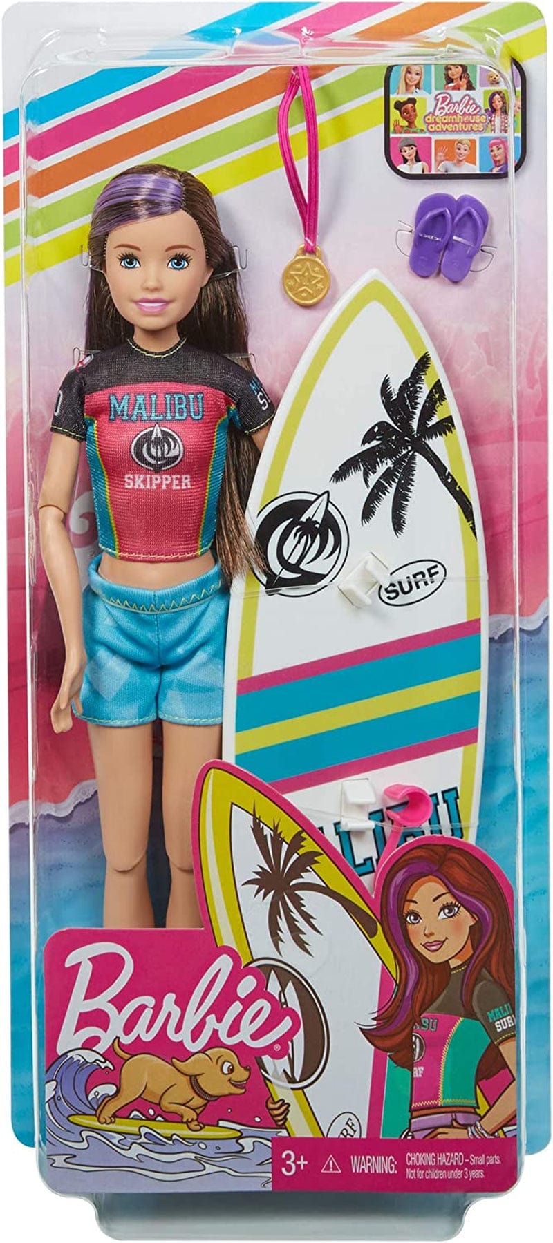 Barbie Dreamhouse Adventures Skipper Surf Doll, Approx. 11-Inch in Surfing Fashion, with Accessories Sporting Goods > Outdoor Recreation > Winter Sports & Activities Mattel   