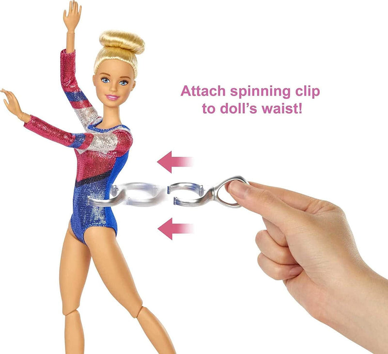 Barbie Gymnastics Playset: Barbie Doll with Twirling Feature, Balance Beam, 15+ Accessories for Ages 3 and Up Sporting Goods > Outdoor Recreation > Winter Sports & Activities Barbie   