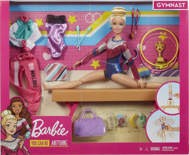 Barbie Gymnastics Playset: Barbie Doll with Twirling Feature, Balance Beam, 15+ Accessories for Ages 3 and Up Sporting Goods > Outdoor Recreation > Winter Sports & Activities Barbie   