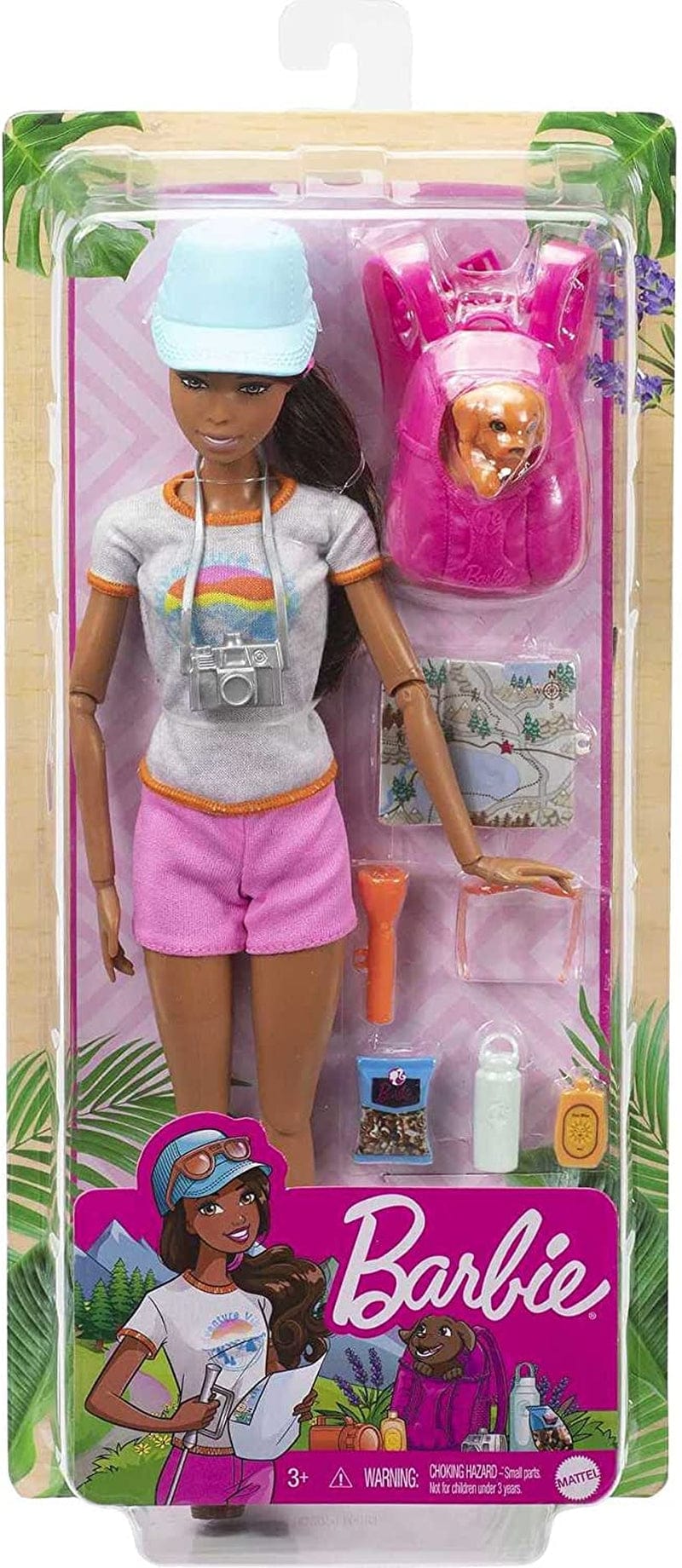Barbie Hiking Doll, Brunette, with Puppy & 9 Accessories, Including Backpack Pet Carrier, Map, Camera & More, Gift for Kids 3 to 7 Years Old Sporting Goods > Outdoor Recreation > Winter Sports & Activities Mattel   