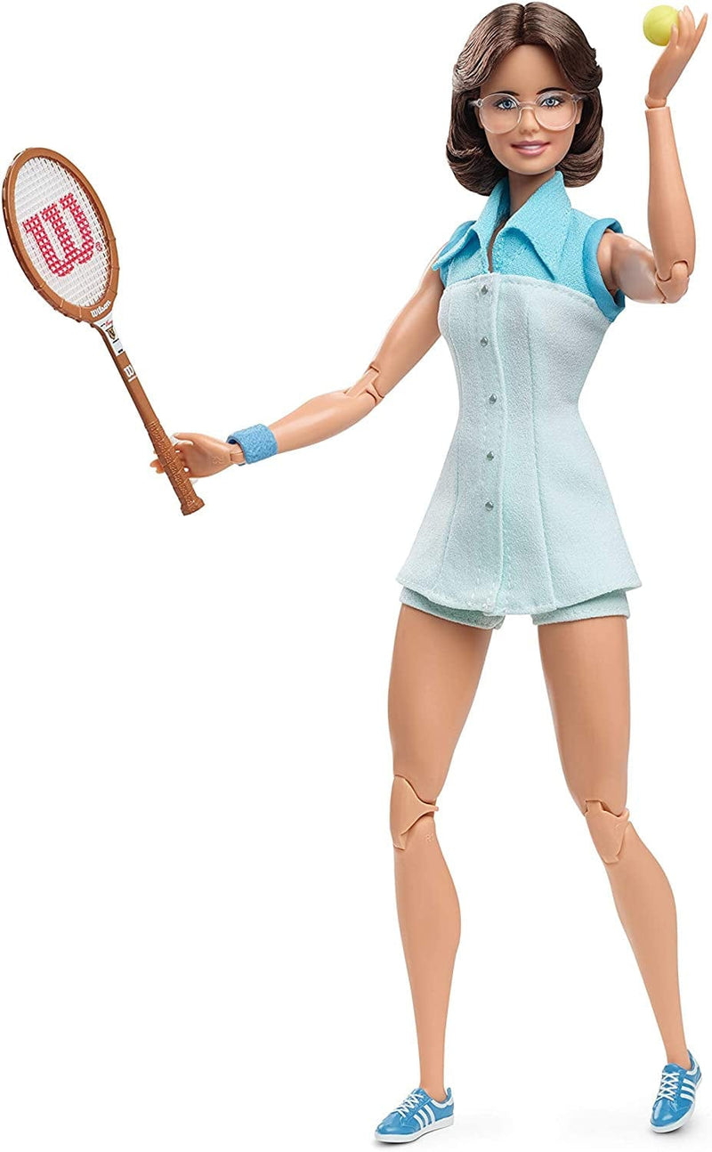 Barbie Inspiring Women Series Billie Jean King Collectible Doll, Approx. 12-In, Wearing Tennis Dress and Accessories, with Doll Stand and Certificate of Authenticity Sporting Goods > Outdoor Recreation > Winter Sports & Activities Barbie   