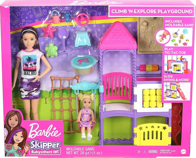 Barbie Skipper Babysitters Inc. Climb 'N Explore Playground Dolls & Playset with Babysitting Skipper Doll, Toddler Doll, Play Station, Moldable Sand & Accessories for Kids 3 to 7 Years Old Sporting Goods > Outdoor Recreation > Winter Sports & Activities Mattel   