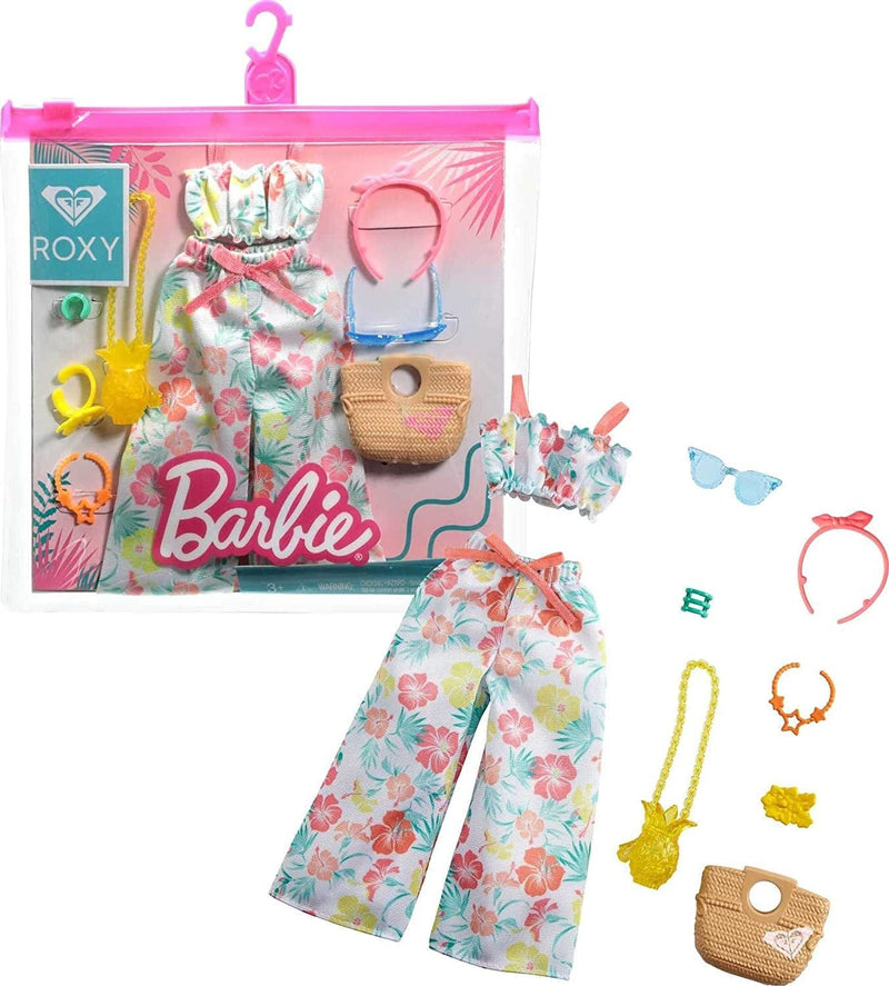 Barbie Storytelling Fashion Pack of Doll Clothes Inspired by Roxy: Matching Floral Top & Pants with 7 Accessories Dolls Including Pineapple Purse, Gift for 3 to 8 Year Olds Sporting Goods > Outdoor Recreation > Winter Sports & Activities Mattel   