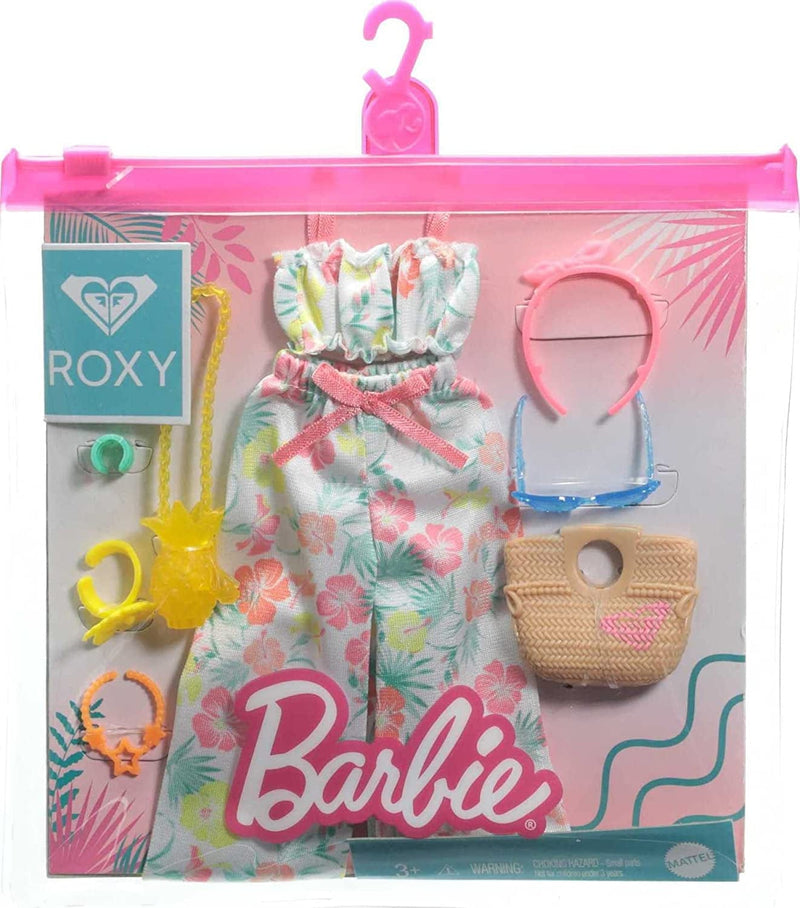 Barbie Storytelling Fashion Pack of Doll Clothes Inspired by Roxy: Matching Floral Top & Pants with 7 Accessories Dolls Including Pineapple Purse, Gift for 3 to 8 Year Olds Sporting Goods > Outdoor Recreation > Winter Sports & Activities Mattel   