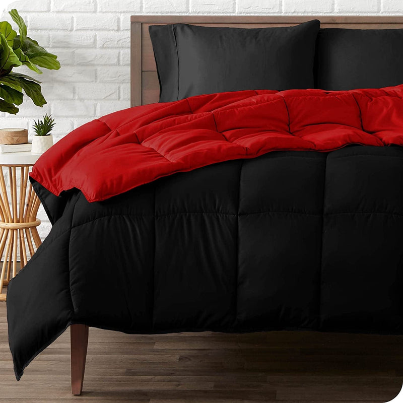 Bare Home Twin/Twin Extra Long Comforter - Reversible Colors - Goose down Alternative - Ultra-Soft - Premium 1800 Series - All Season Warmth - Bedding Comforter (Twin/Twin XL, Black/Red) Home & Garden > Linens & Bedding > Bedding > Quilts & Comforters Bare Home 07 - Black/Red Twin/Twin XL 