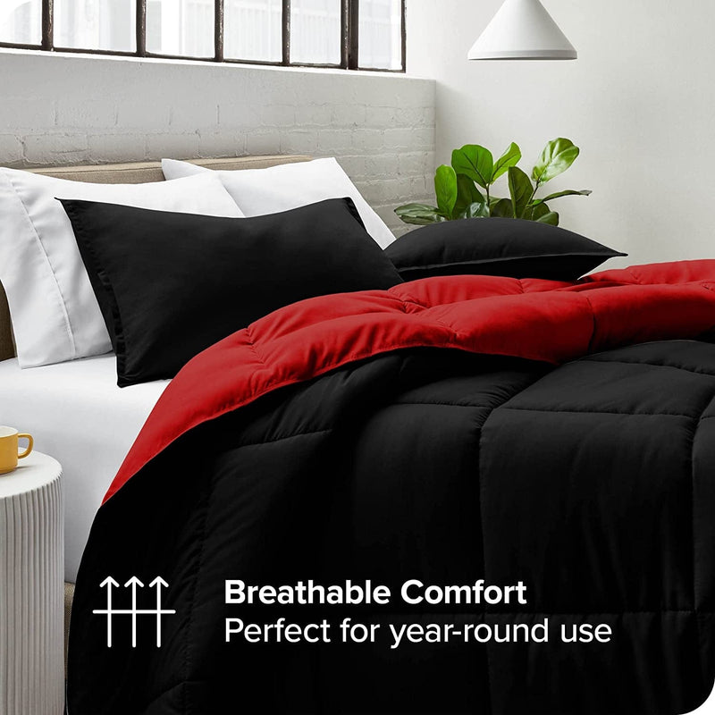 Bare Home Twin/Twin Extra Long Comforter - Reversible Colors - Goose down Alternative - Ultra-Soft - Premium 1800 Series - All Season Warmth - Bedding Comforter (Twin/Twin XL, Black/Red) Home & Garden > Linens & Bedding > Bedding > Quilts & Comforters Bare Home   