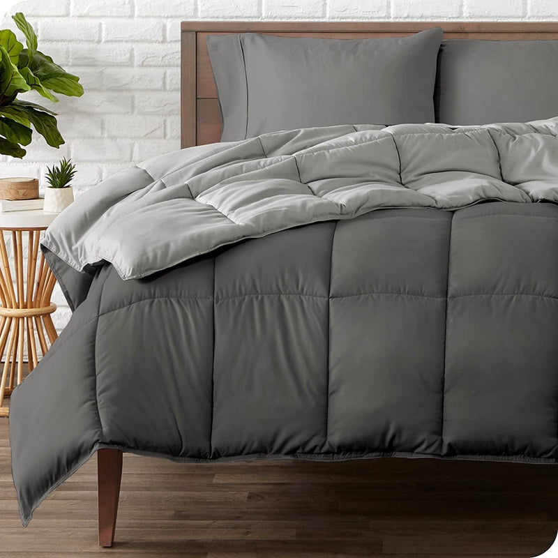Bare Home Twin/Twin Extra Long Comforter - Reversible Colors - Goose down Alternative - Ultra-Soft - Premium 1800 Series - All Season Warmth - Bedding Comforter (Twin/Twin XL, Black/Red) Home & Garden > Linens & Bedding > Bedding > Quilts & Comforters Bare Home 02 - Grey/Light Grey King/Cal King 