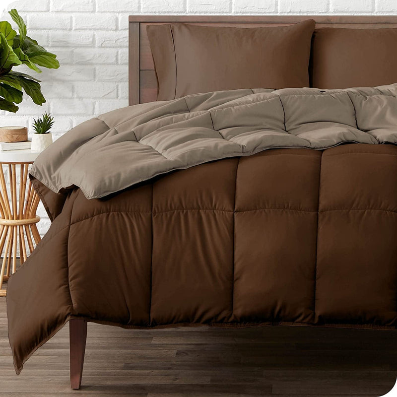 Bare Home Twin/Twin Extra Long Comforter - Reversible Colors - Goose down Alternative - Ultra-Soft - Premium 1800 Series - All Season Warmth - Bedding Comforter (Twin/Twin XL, Black/Red) Home & Garden > Linens & Bedding > Bedding > Quilts & Comforters Bare Home 09 - Cocoa/Taupe Twin/Twin XL 