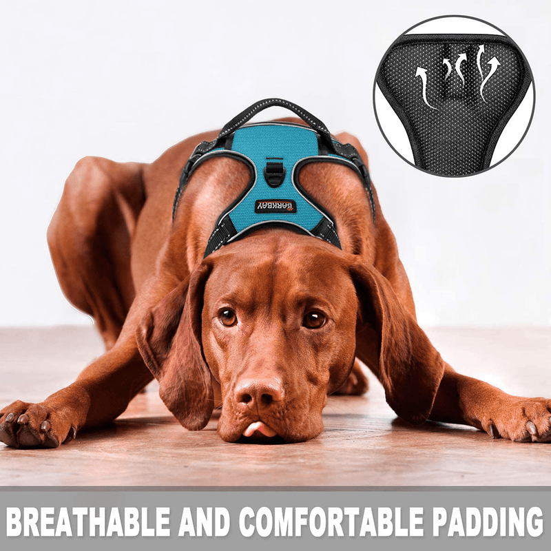 BARKBAY No Pull Dog Harness Front Clip Heavy Duty Reflective Easy Control Handle for Large Dog Walking(Blue,L) Animals & Pet Supplies > Pet Supplies > Dog Supplies BARKBAY   