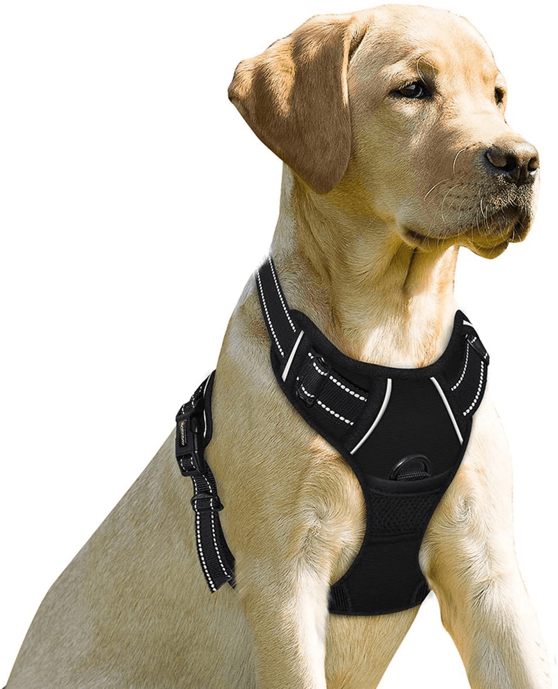 BARKBAY No Pull Dog Harness Front Clip Heavy Duty Reflective Easy Control Handle for Large Dog Walking(Blue,L) Animals & Pet Supplies > Pet Supplies > Dog Supplies BARKBAY Black Small(Chest:17-22") 