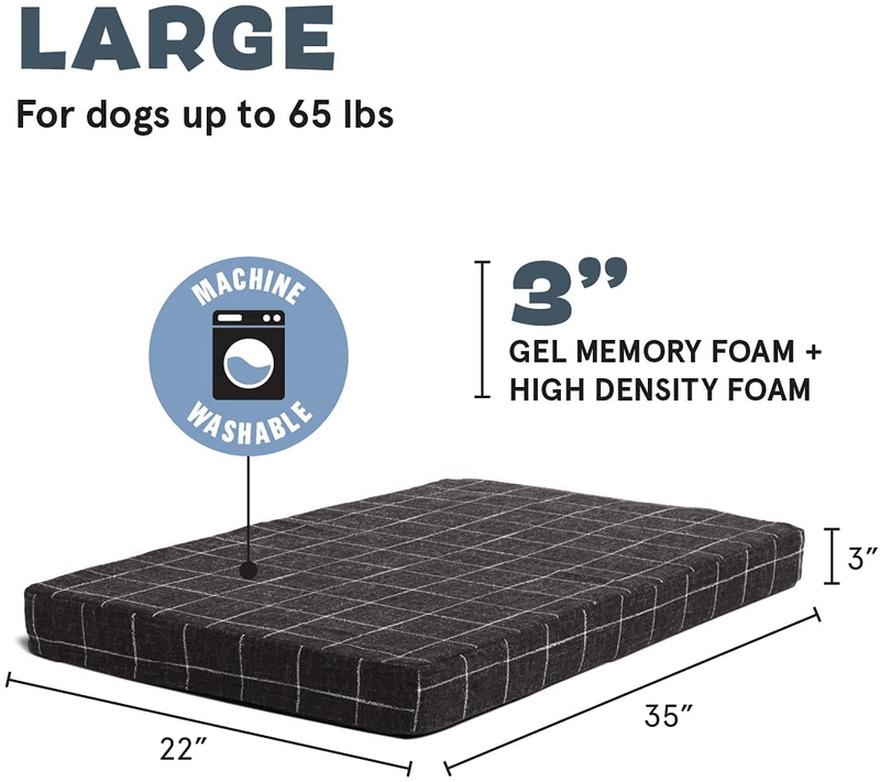 Barkbox Memory Foam Platform Dog Bed, Plush Mattress for Orthopedic Joint Relief, Machine Washable Cuddler with Removable Cover and Water-Resistant Lining, Includes Squeaker Toy