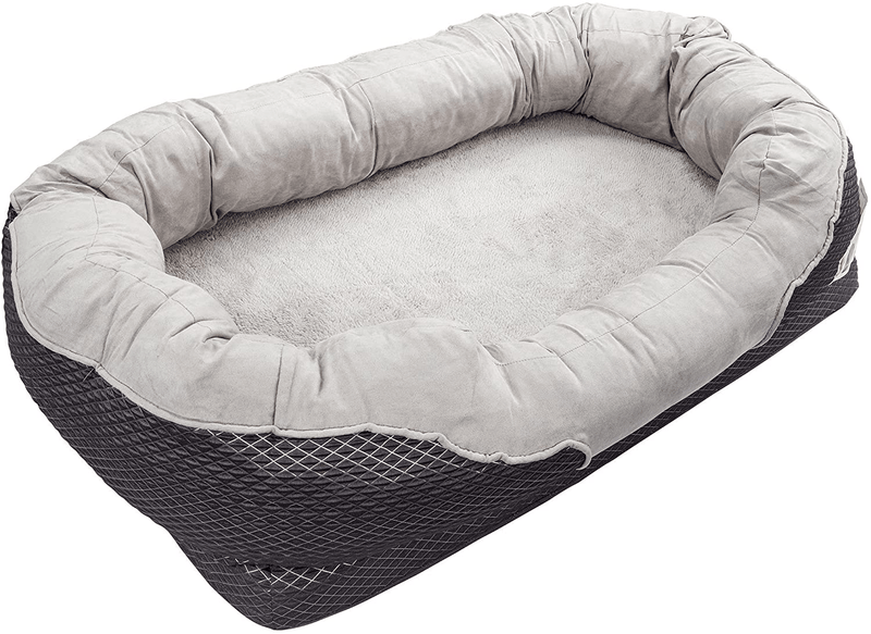 Barksbar Snuggly Sleeper Large Gray Diamond Orthopedic Dog Bed with Solid Orthopedic Foam, Soft Cotton Bolster, and Ultra Soft Plush Sleeping Space - 40 X 30 Inches Animals & Pet Supplies > Pet Supplies > Dog Supplies > Dog Beds BarksBar   