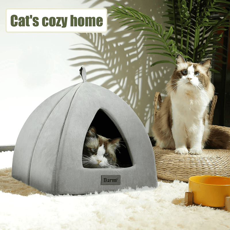 BARMI Kitten Bed Cat Cave Bed for Cats & Dogs, 16 Inches Kitty Bed Hut with Removable Indoor Pet Cat Condos
