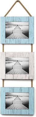Barnyard Designs 5X7 Rustic Picture Frame 5X7, Wood Picture Frames, Farmhouse Picture Frames, Distressed Wood Frame, Rustic Frames, Horizontal Display, Wall Hanging Farmhouse Frames, White, Set of 3 Home & Garden > Decor > Picture Frames Barnyard Designs White/Turquoise  