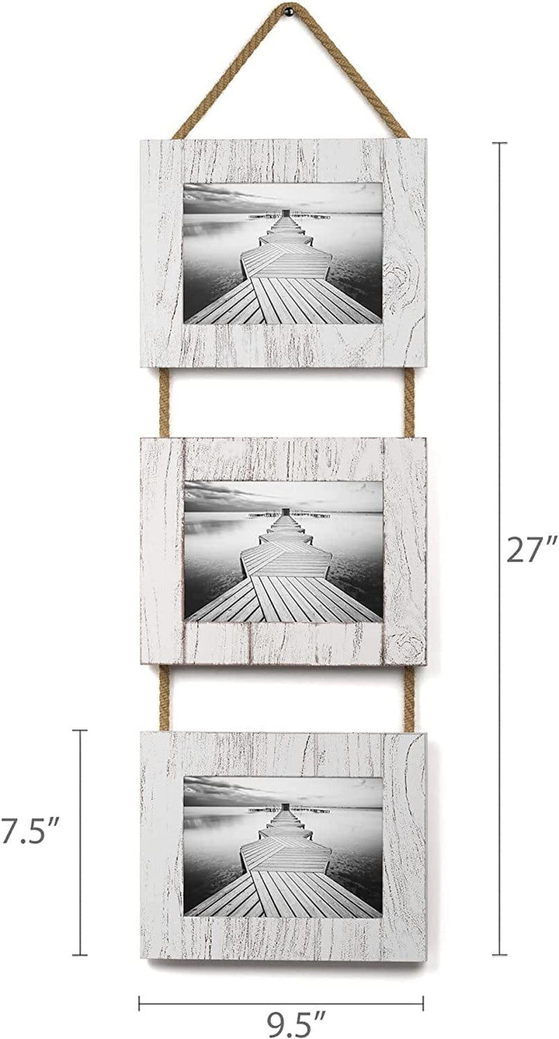 Barnyard Designs 5X7 Rustic Picture Frame 5X7, Wood Picture Frames, Farmhouse Picture Frames, Distressed Wood Frame, Rustic Frames, Horizontal Display, Wall Hanging Farmhouse Frames, White, Set of 3 Home & Garden > Decor > Picture Frames Barnyard Designs   