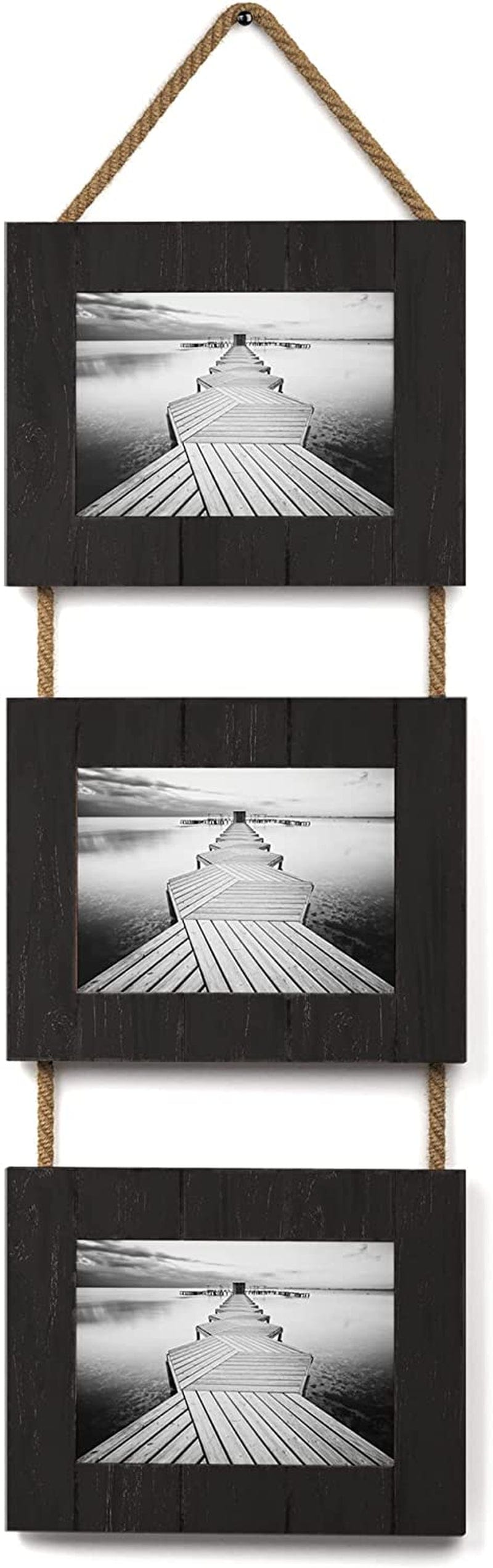 Barnyard Designs 5X7 Rustic Picture Frame 5X7, Wood Picture Frames, Farmhouse Picture Frames, Distressed Wood Frame, Rustic Frames, Horizontal Display, Wall Hanging Farmhouse Frames, White, Set of 3 Home & Garden > Decor > Picture Frames Barnyard Designs Black  