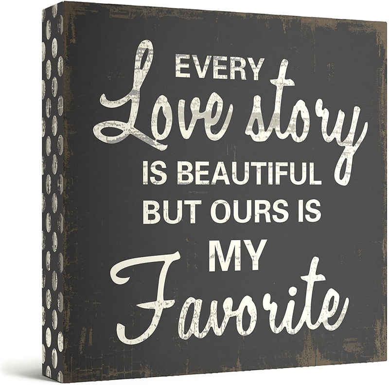 Barnyard Designs 'Every Love Story is Beautiful' Wooden Box Wall Art Sign, Primitive Country Farmhouse Home Decor Sign with Sayings, 8" x 8" Home & Garden > Decor > Seasonal & Holiday Decorations Barnyard Designs Default Title  