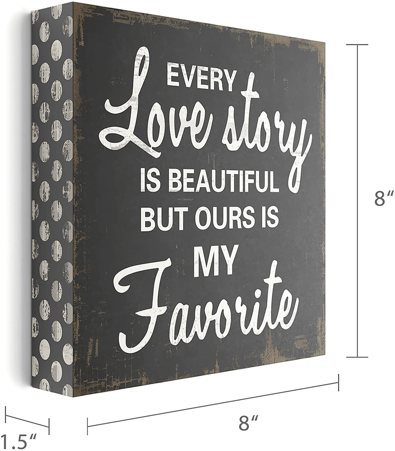 Barnyard Designs 'Every Love Story is Beautiful' Wooden Box Wall Art Sign, Primitive Country Farmhouse Home Decor Sign with Sayings, 8" x 8" Home & Garden > Decor > Seasonal & Holiday Decorations Barnyard Designs   
